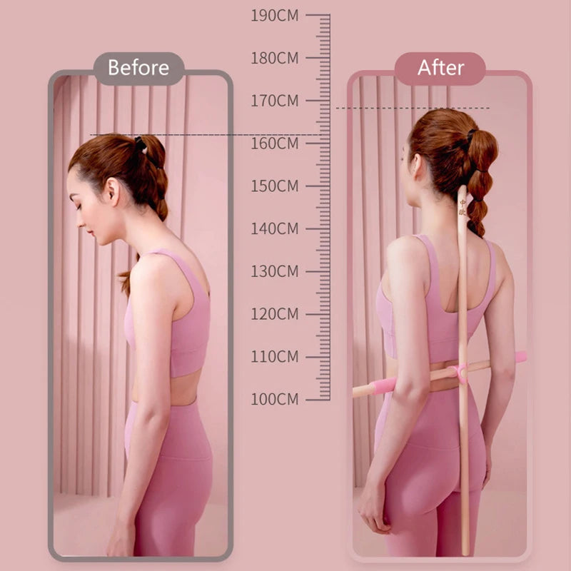 Back Posture Corrector Wooden Yoga Stick Support For Office Gym Home Back Strecher