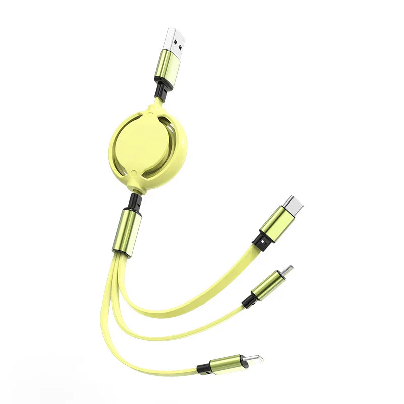 3in1 USB Charging Cable Retractable Charge Cord Fast travel essential USB cable Retractable phone