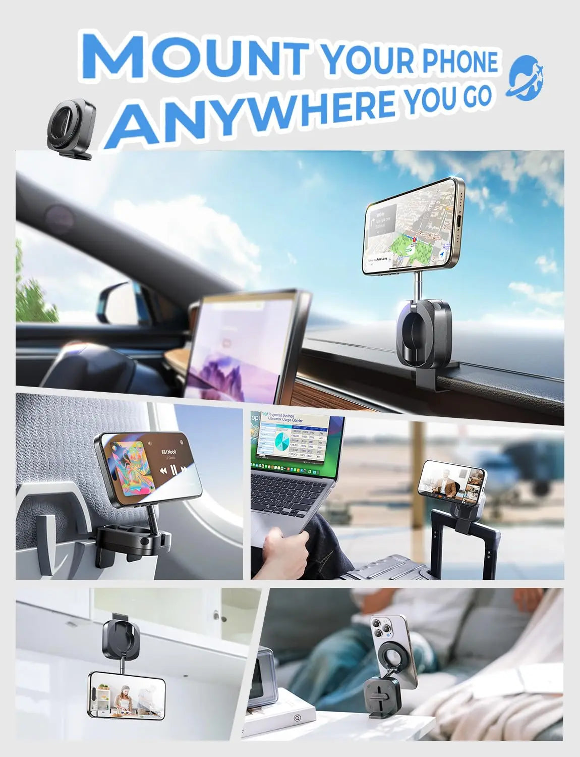 LISEN for MagSafe Car Mount 360 Degrees Phone Holder Universal Smartphone Stands Car Rack Dashboard