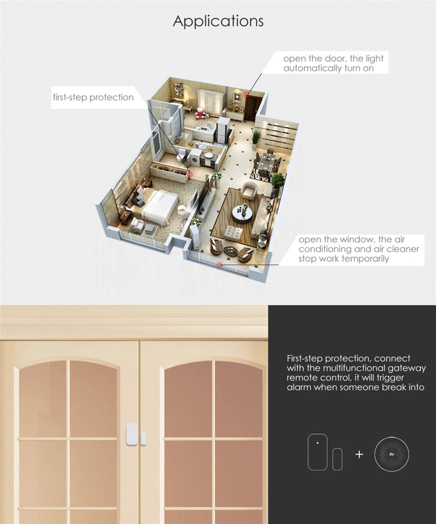 Aqara Door Window Sensor Zigbee Wireless Connection Alarm Smart Mini Door Sensor Work With Aqara Gateway Mi Home HomeKit APP - FushionX Techflex