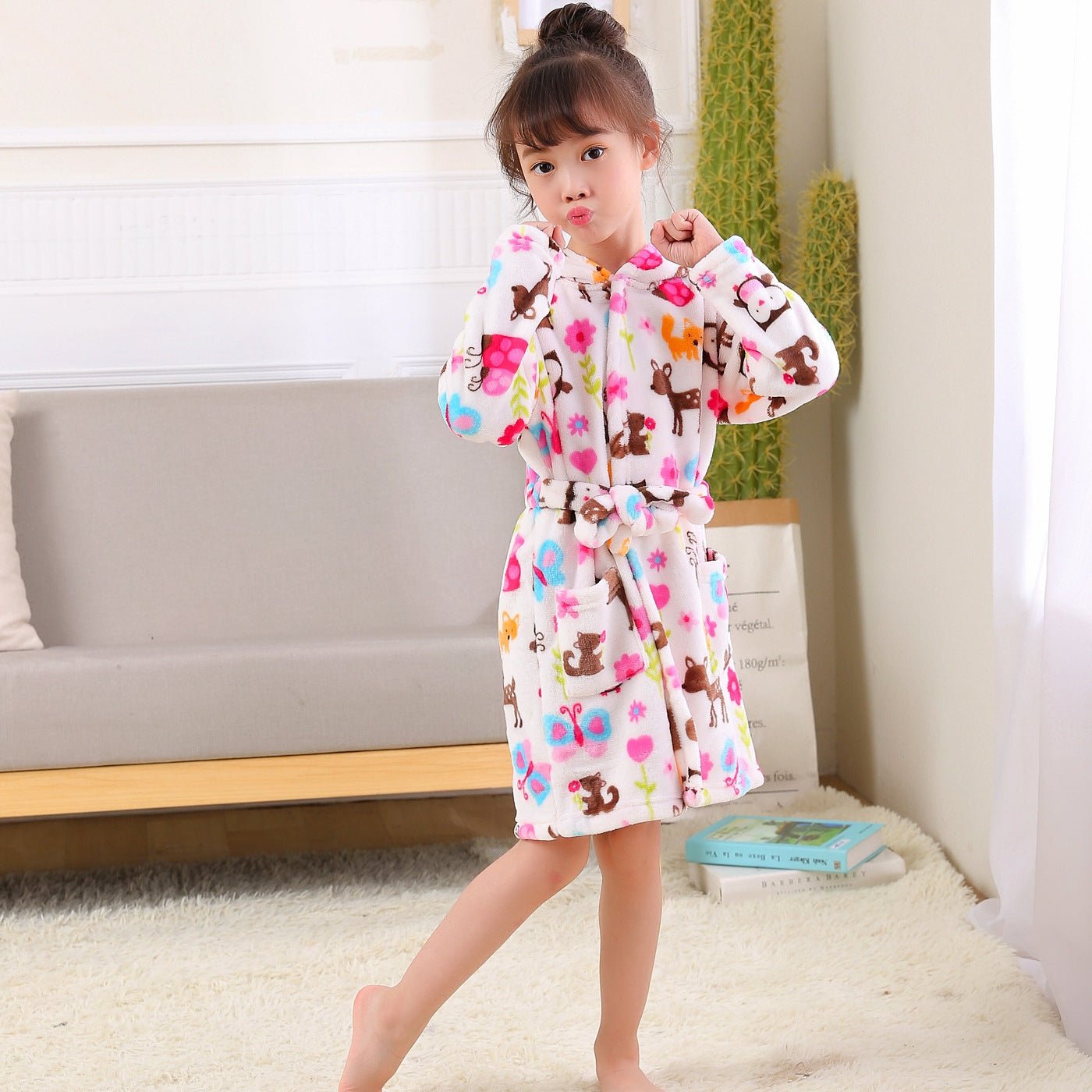 Cartoon Flannel Hooded Nightgown For Children - FushionX Techflex