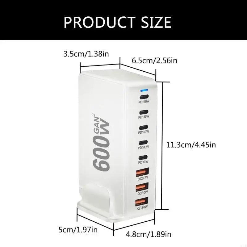 G8DF 600W 8 Port GaNs PD USB C USB A Adapters for Phone - FushionX Techflex