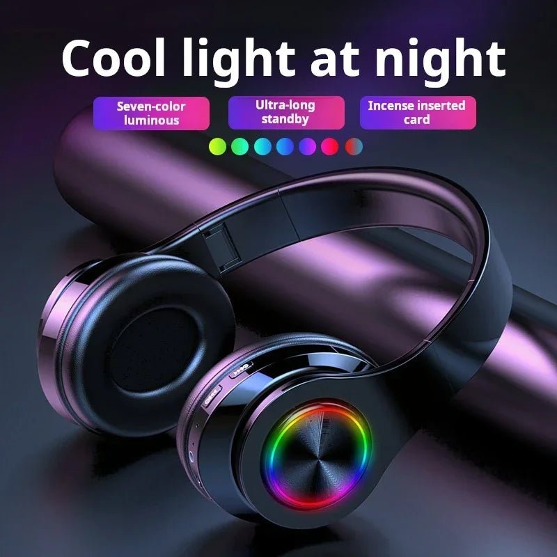 Headsets Gamer Headphones Blutooth Surround Sound Stereo Wireless Earphone USB With MicroPhone Colourful Light PC Laptop Headset - FushionX Techflex