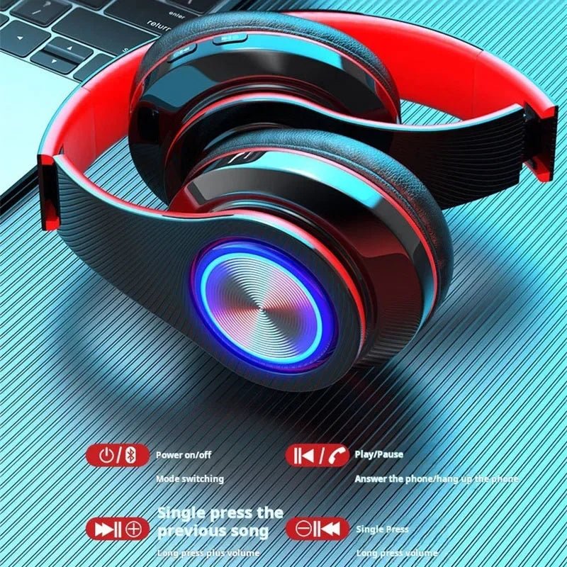 Headsets Gamer Headphones Blutooth Surround Sound Stereo Wireless Earphone USB With MicroPhone Colourful Light PC Laptop Headset - FushionX Techflex