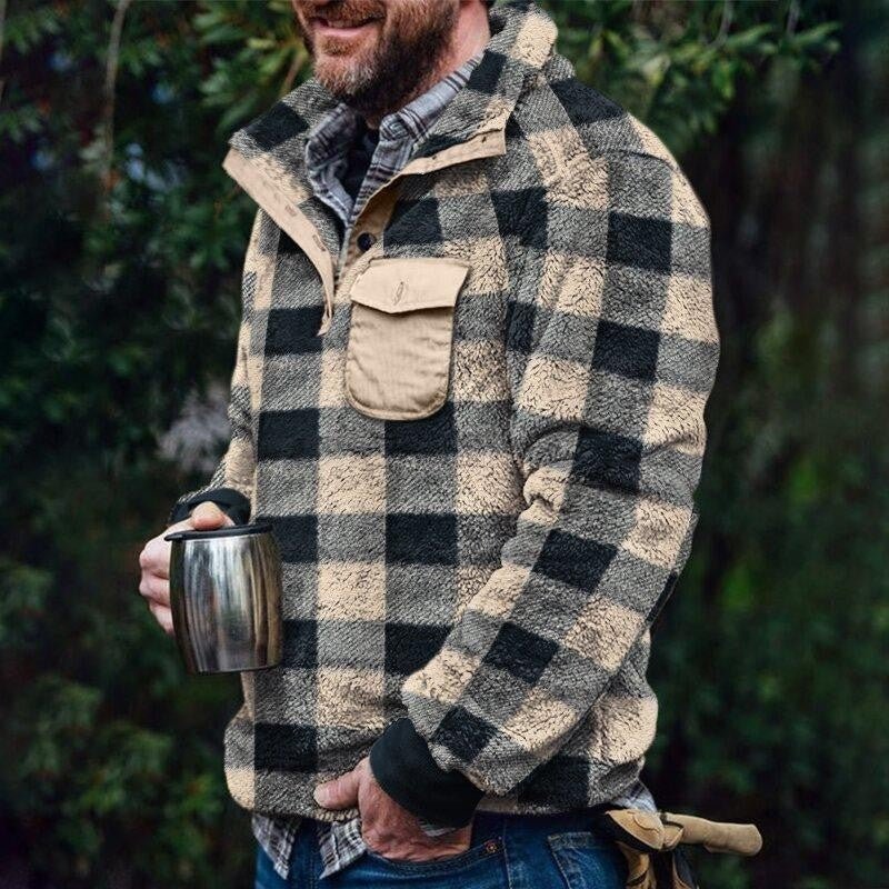 Men's Casual Flannel Plush Sweatshirt - FushionX Techflex