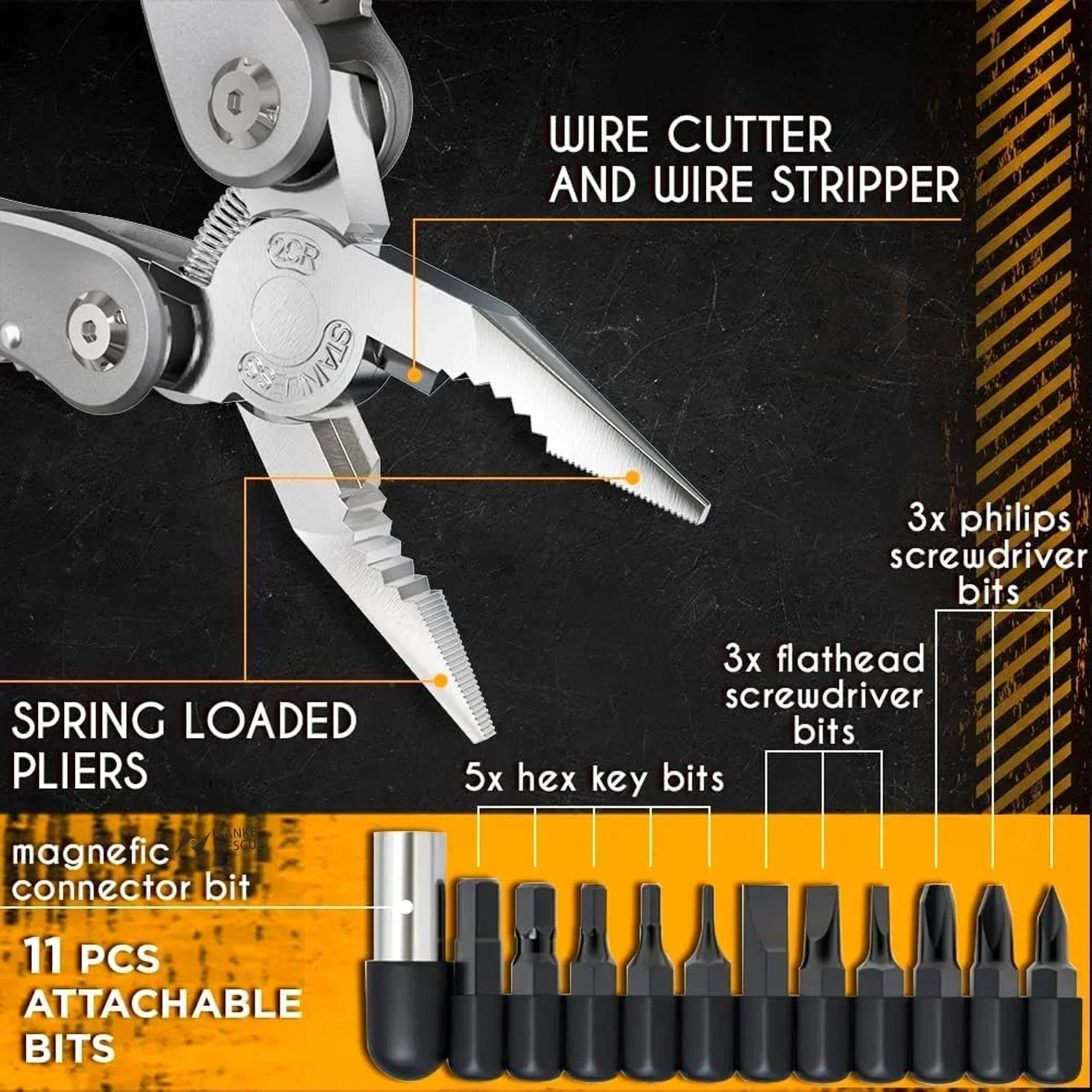 Multitool 24 - in - 1 Multitools Pliers with Professional Multi - tool for Survival Camping and Hunting Gifts for Men Dad Hus band - FushionX Techflex