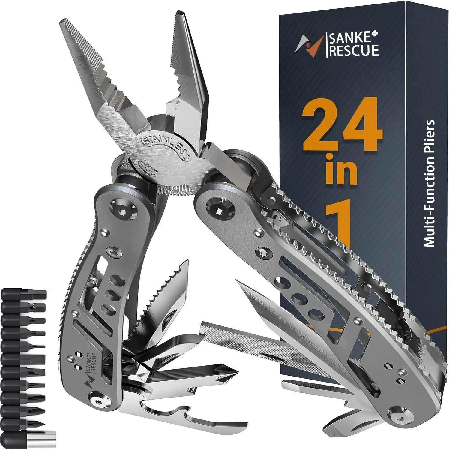 Multitool 24 - in - 1 Multitools Pliers with Professional Multi - tool for Survival Camping and Hunting Gifts for Men Dad Hus band - FushionX Techflex