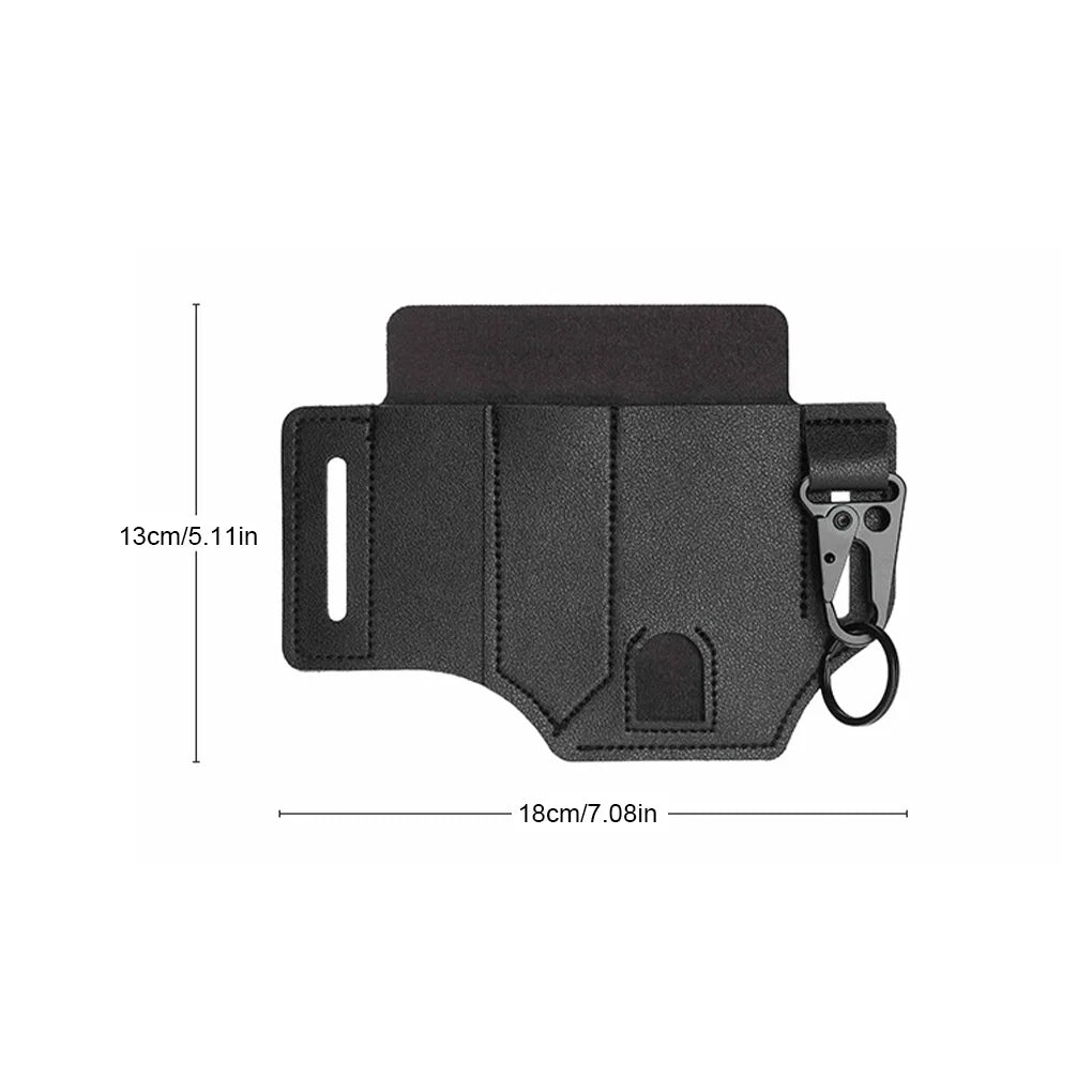 Multitool Sheath for Belt Leather Sheath for Man EDC Pocket Organizer Tool Pouch with Pen Holder Key Fob Flashlight Pouch - FushionX Techflex
