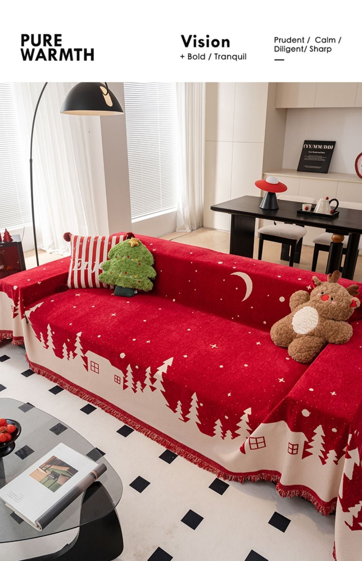 New Year & Christmas Sofa Cover - Full - Coverage Throw For All Seasons Universal Anti - Slip Seat Cushion & Sofa Cover - FushionX Techflex