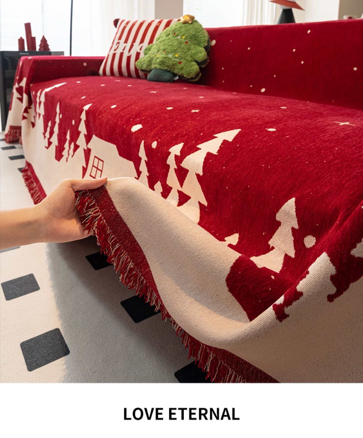 New Year & Christmas Sofa Cover - Full - Coverage Throw For All Seasons Universal Anti - Slip Seat Cushion & Sofa Cover - FushionX Techflex