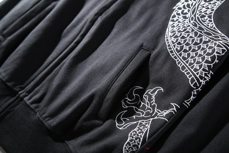 Red Embroidered Dragon Sweatshirt - FushionX Techflex