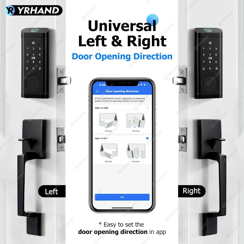 Smart Deadbolt Locks for Smart Home Alexa WiFi TTlock App Biometric Fingerprint keyless Entry Keypad door lock with Gateway - FushionX Techflex