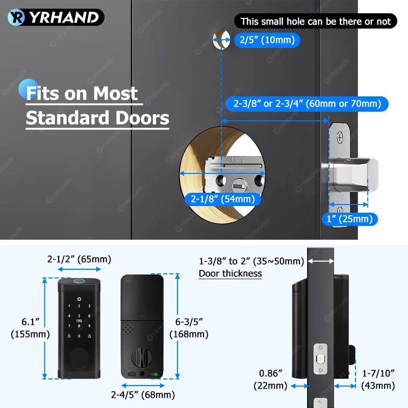 Smart Deadbolt Locks for Smart Home Alexa WiFi TTlock App Biometric Fingerprint keyless Entry Keypad door lock with Gateway - FushionX Techflex