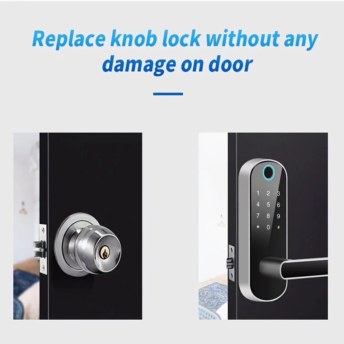 Smart Fingerprint Door Lock App Remote Control Keyless WIFI Digital Touchscreen Lock NFC IP67 Waterproof with 2 IC Cards - FushionX Techflex