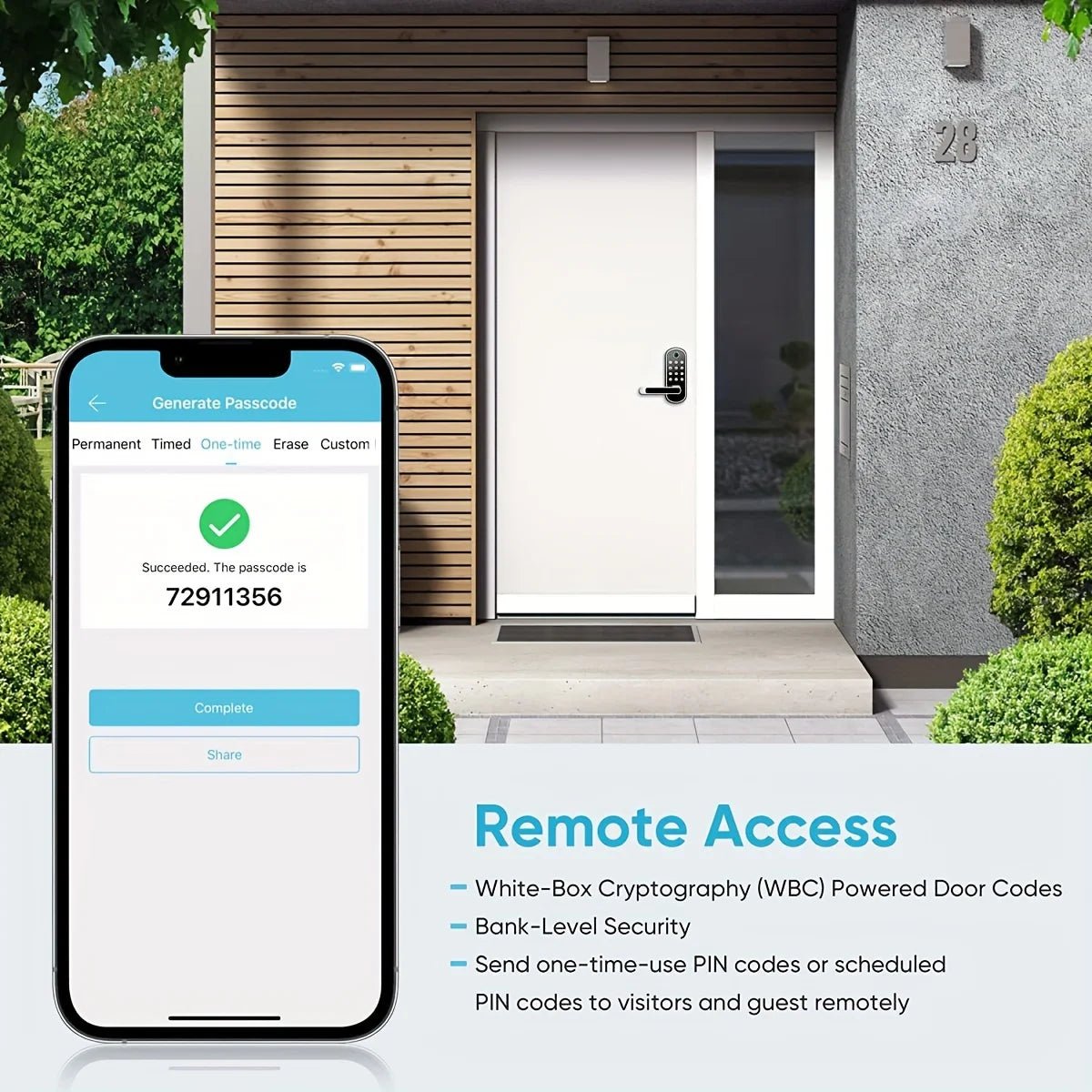 Smart Fingerprint Door Lock App Remote Control Keyless WIFI Digital Touchscreen Lock NFC IP67 Waterproof with 2 IC Cards - FushionX Techflex
