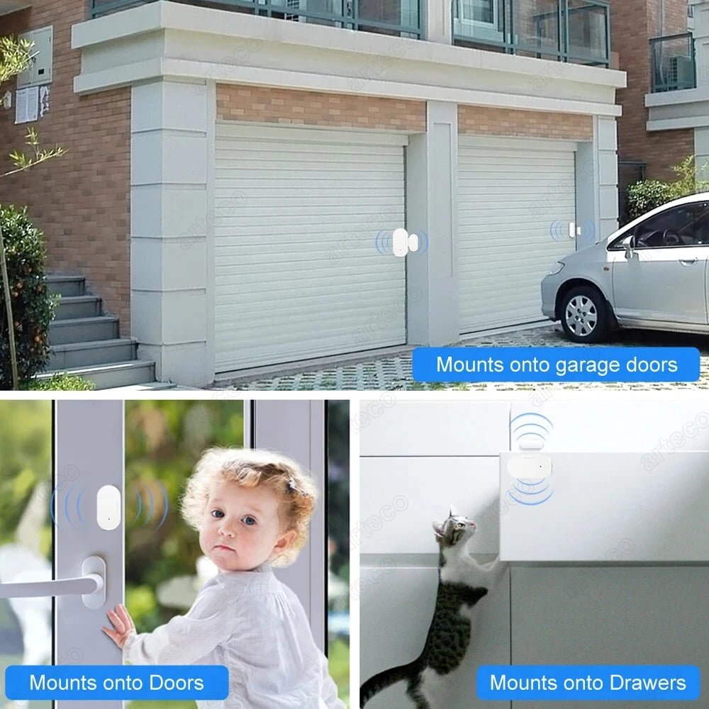 Smart Zigbee Door & Window Magnetic Sensor For Monitoring Open/Closed Status, App Remote Alarm Ideal For Home Security Detection - FushionX Techflex