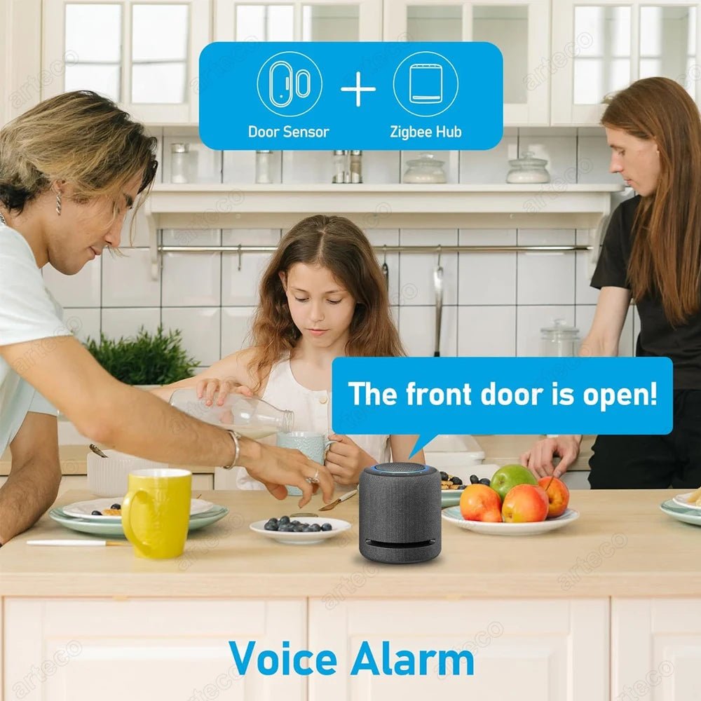 Smart Zigbee Door & Window Magnetic Sensor For Monitoring Open/Closed Status, App Remote Alarm Ideal For Home Security Detection - FushionX Techflex