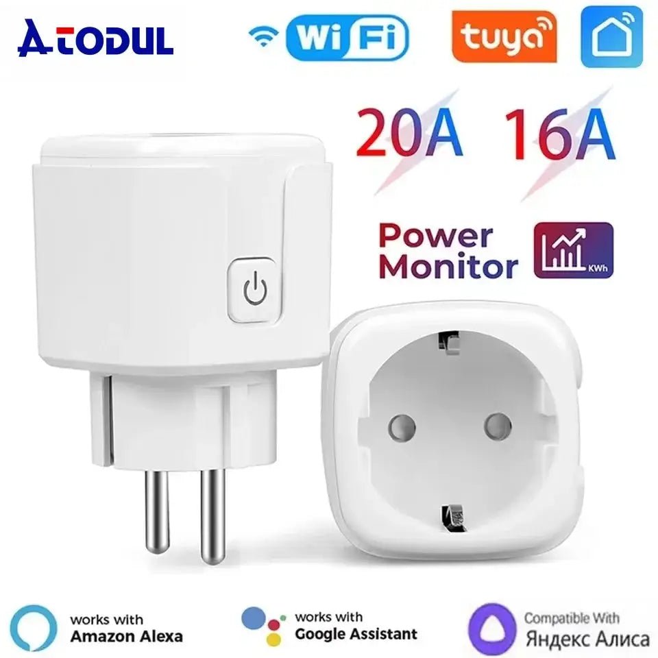 Tuya European Graffiti Wifi Smart Socket Mobile Phone Timing Remote Control 16A with Electricity - FushionX Techflex