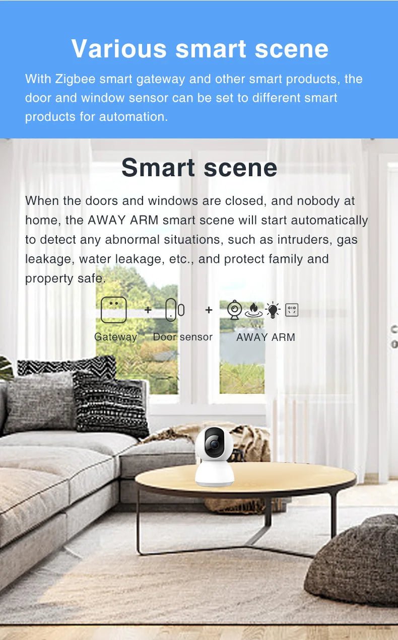 Tuya Smart Zigbee Door Sensor Door Window Open Close Detector Black Smart Home Security System Work With Gateway Smart Life APP - FushionX Techflex