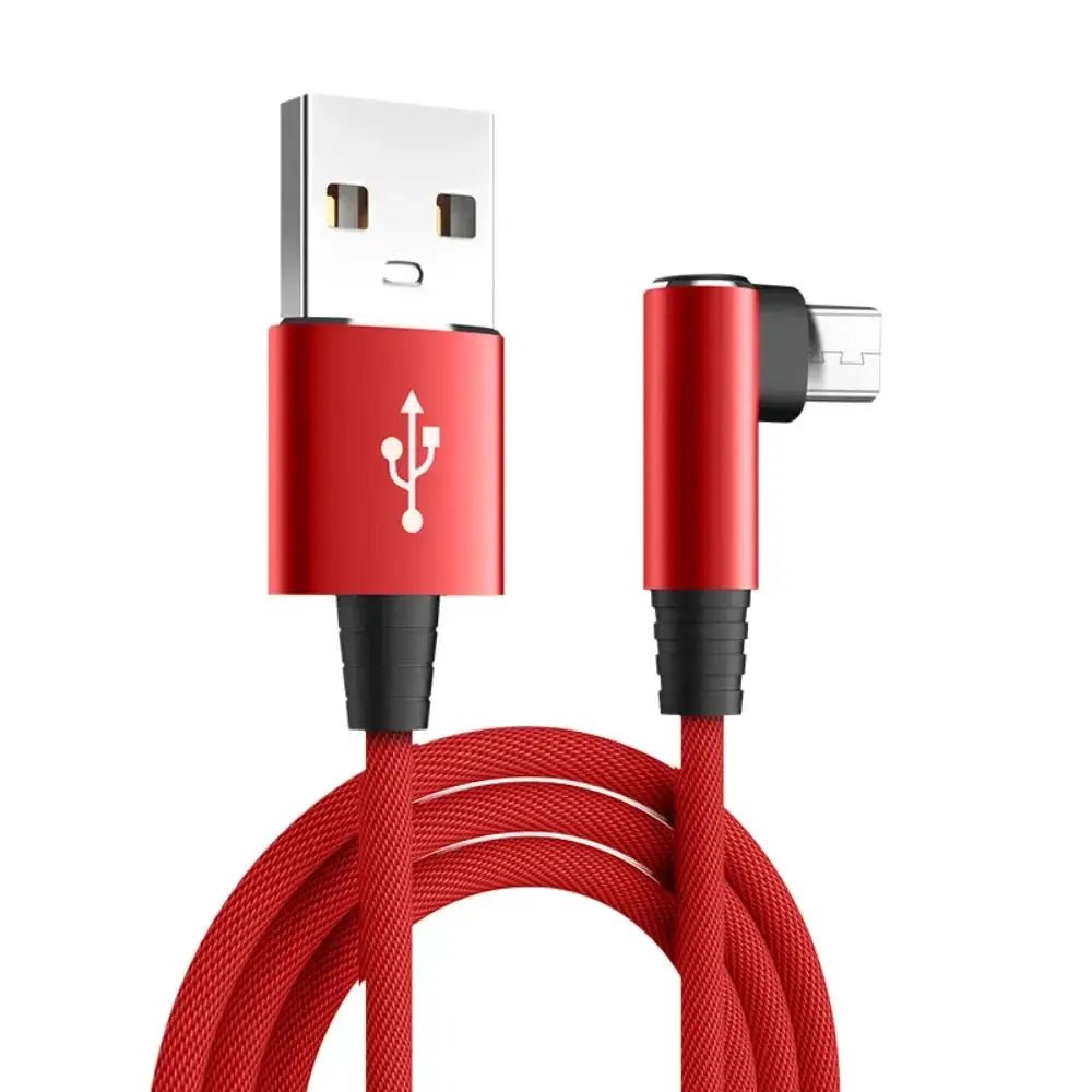 USB Micro Cable 3A 90 Degree Elbow Data Cable Charger Cord for Samsung Xiaomi - FushionX Techflex