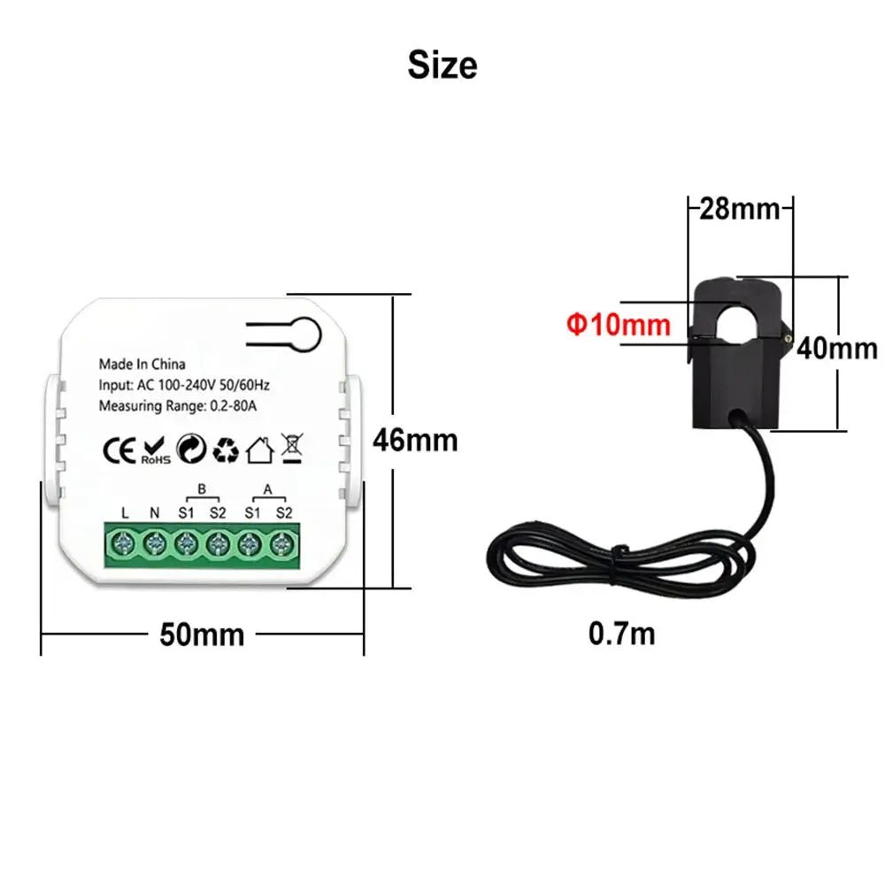 Xiaomi Tuya Smart Life Wifi Energy Meter With CT Clamp App Kwh Power Consumption Monitor - FushionX Techflex